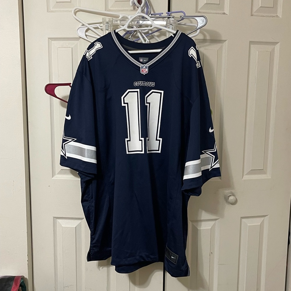 Nike Blue and White Football Jersey with V-Neck